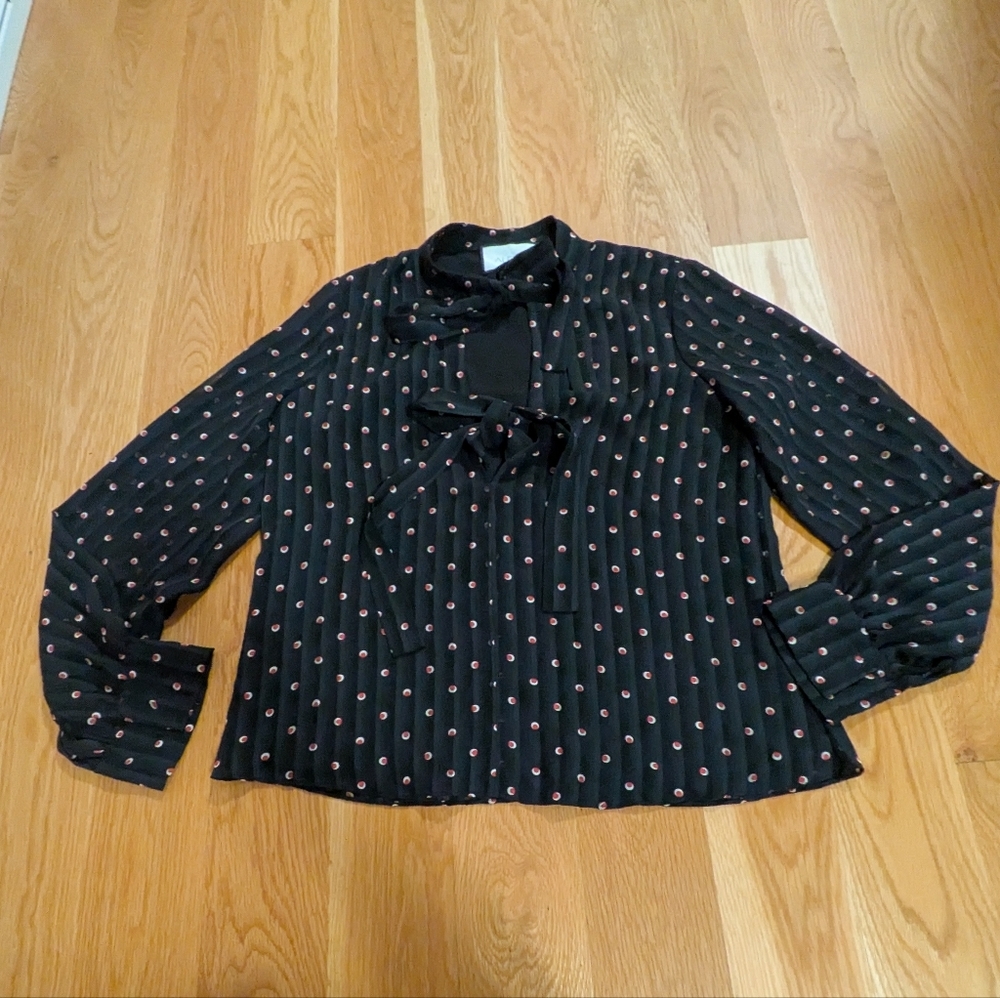 Alexis - Tie Front Polka Blouse - Size S